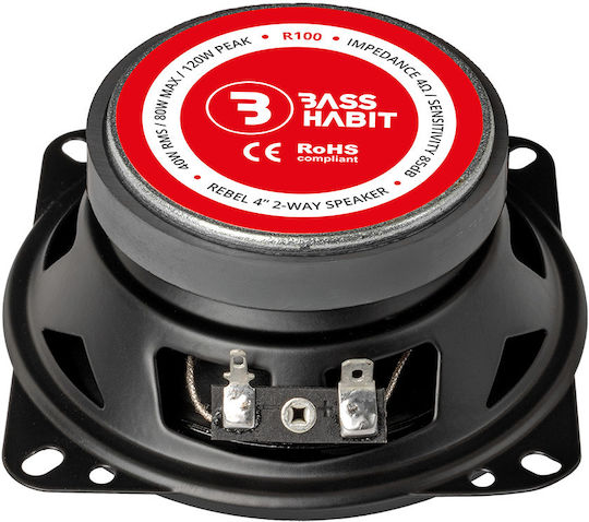 Bass Habit R100 Rebel Σετ Ηχεία Αυτοκινήτου Ομοαξονικά 4" με 40W RMS (2 Δρόμων)