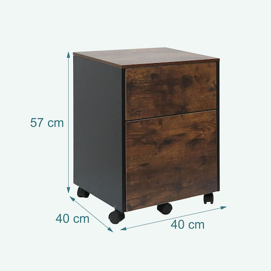 Συρταριέρα Γραφείου από MDF με Ροδάκια Brown/black 40x40x57cm