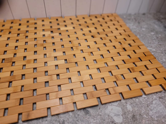 Неслизащ Бански Килим Дървен Bathroom Mat Rug Бежов 80x50см