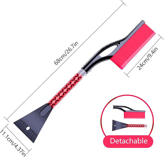 Perie și Răzuitoare de Gheață Auto Alista Home Multifuncțională Detasabilă Mâner Antiderapant Aluminiu Plastic Fragmentare Gheață Pe Parbriz Soluție de Iarnă Dezghețare 68x24x11.1 Cm Roșie