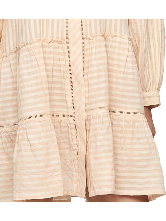 Rochii De Vară Pentru Femei Mini Rochie-Cămașă Ecru-Bej