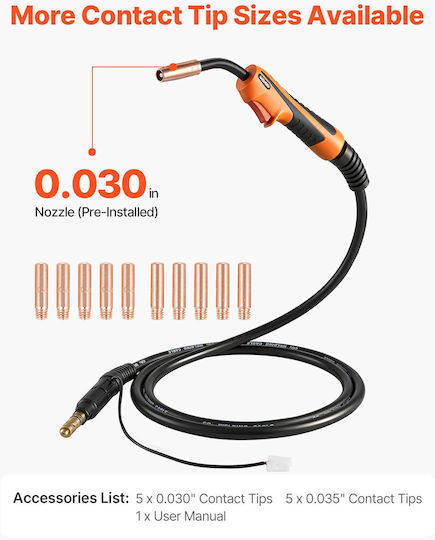 Vevor Mig Welding Gun 100a Cable 3 M Compatible Lincoln Magnum 100l K530-5 11 Contact Tips Mighqlincoln4eq6n001v0