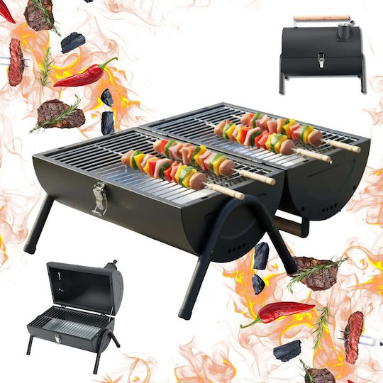 Barbecue Charcoal Kinghoff Kh 2032 Portable Adjustable Ventilation 180° Opening Cover Lock Steel Black