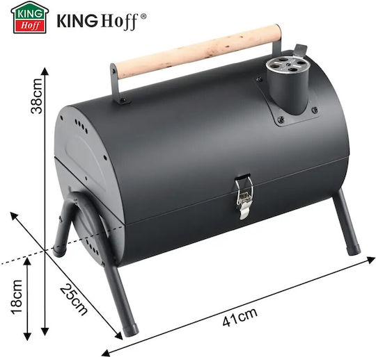 Barbecue Charcoal Kinghoff Kh 2032 Portable Adjustable Ventilation 180° Opening Cover Lock Steel Black