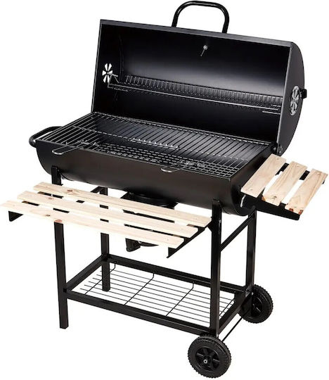 Barbecue Charcoal Klausberg Kb 9033 Cover Lock Thermometer Side Shelves Ash Drawer Wheels Steel Black