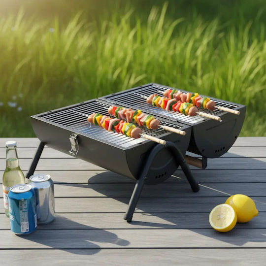 Barbecue Charcoal Kinghoff Kh 2032 Portable Adjustable Ventilation 180° Opening Cover Lock Steel Black