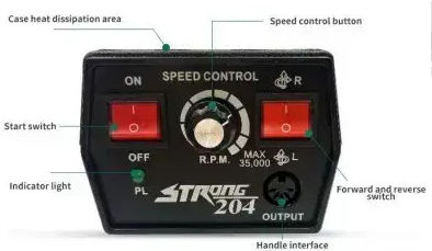 Strong 204 Επαγγελματικός Τροχός Νυχιών 35000rpm 65w Πεντάλ