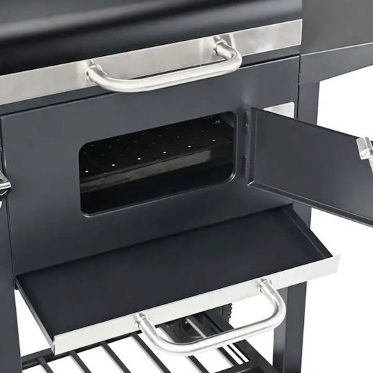Klausberg Kb 9034 Holzkohlegrill Kamin Mit Einstellbarer Belüftung Asche Schublade Thermometer Stahlräder Schwarz