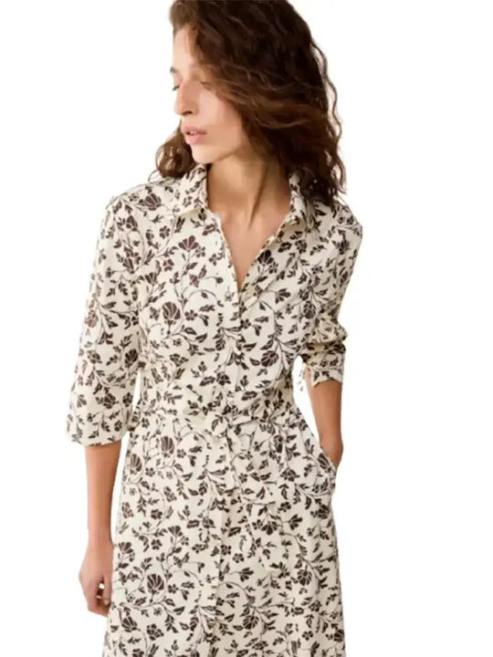 Midi Evening Shirt Dress Satin Ivory