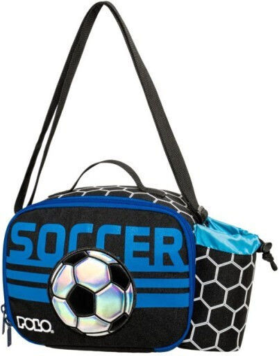 Polo School Insulated Lunch Handbag 5.5l Black Football 26x13x17cm