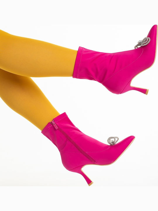 Ghete Dama Ankle cu Toc Înalt Fucsia