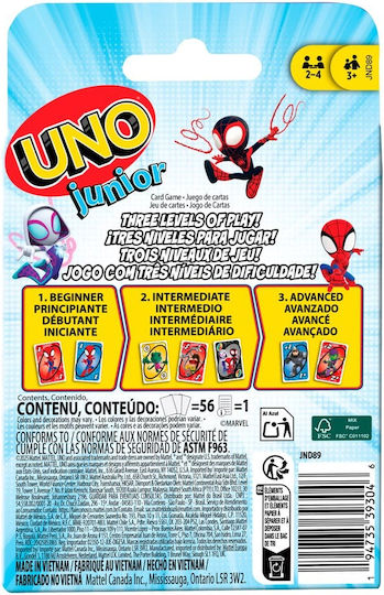 Επιτραπέζιο Παιχνίδι Spidey & His Amazing Friends UNO Junior για 2-4 Παίκτες 3+ Ετών JND89 Mattel