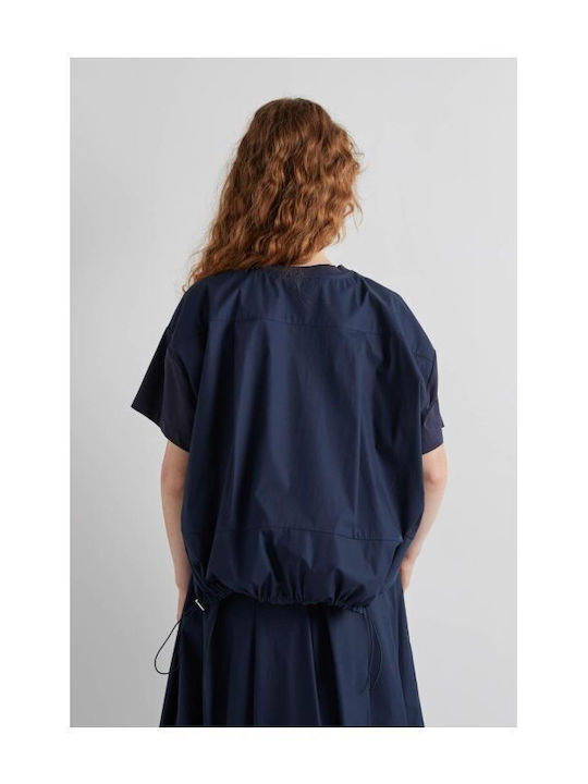 Women's Short Sleeve Blue Blouse