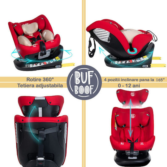Buf Boof Saphir Deluxe Scaun Auto i-Size cu Isofix Roșu 0-36 kg