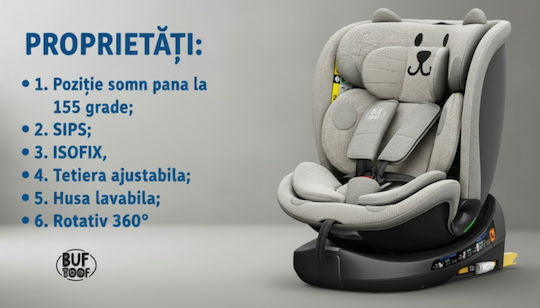 Buf Boof B-Joy Deluxe Car Seat i-Size with Isofix Light Grey CAT 0-36 kg