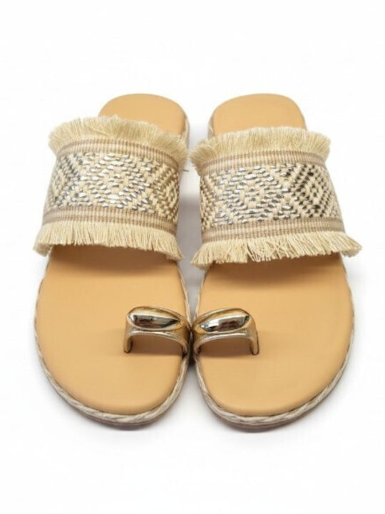 Leather Women's Anatomic Flat Sandals Beige