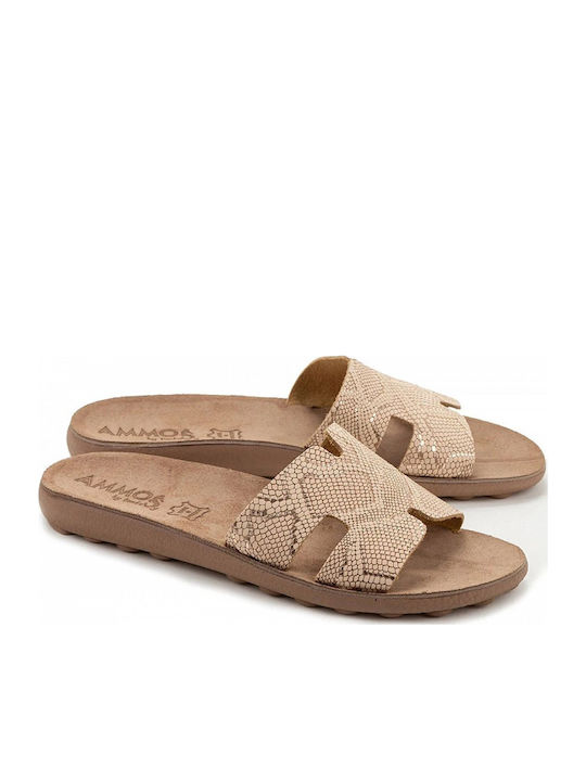 Violeta S420 Leder Flache Damen Sandalen Rosa Gold S420-Roségold-Lizard-36