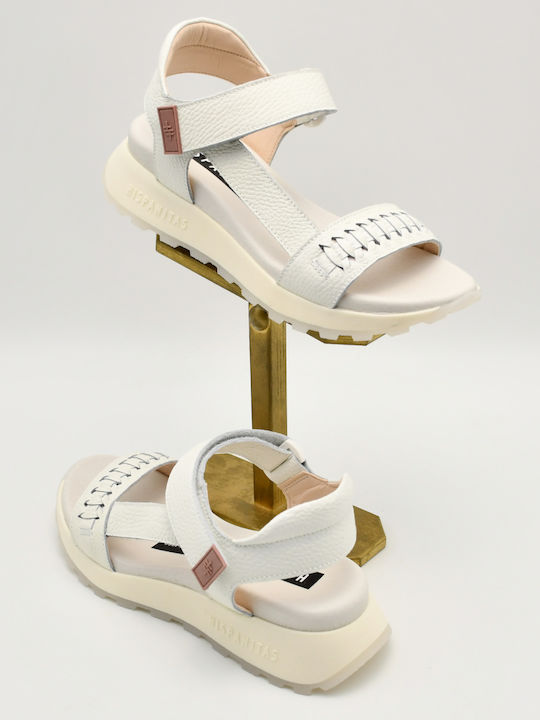 Leather Women's Flat Sandals White