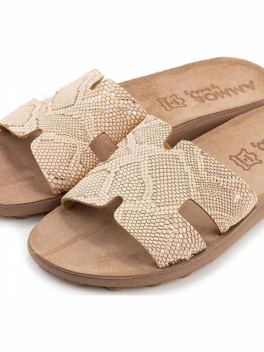 Violeta S420 Leder Flache Damen Sandalen Rosa Gold S420-Roségold-Lizard-36