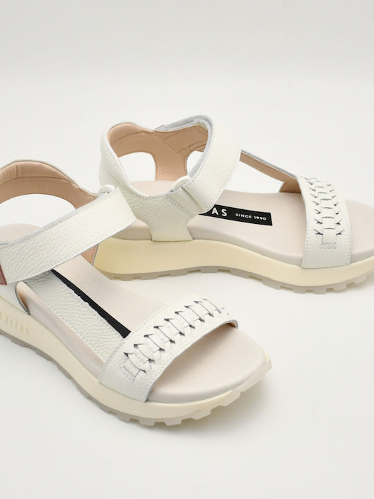 Leather Women's Flat Sandals White