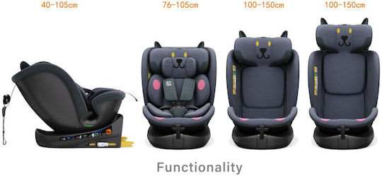 Buf Boof B-Joy Deluxe Scaun Auto i-Size cu Isofix Gri Închis CAT 0-36 kg