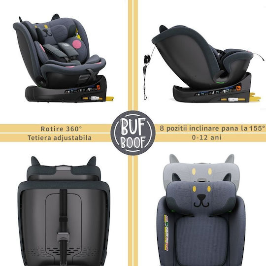 Buf Boof B-Joy Deluxe Scaun Auto i-Size cu Isofix Gri Închis CAT 0-36 kg