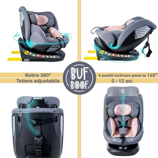 Buf Boof Saphir Deluxe Детско Столче за Кола i-Размер с Isofix Розов 0-36 кг