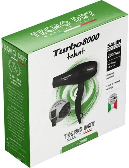 Tecno Dry Επαγγελματικό Πιστολάκι Μαλλιών Turbo με Φυσούνα 2200W