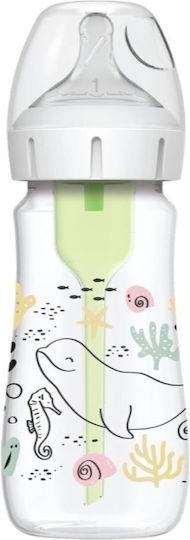 Dr. Brown's Plastic Baby Bottle Natural Flow Options Anti-Colic with Silicone Teat for 0+ Months Transparent 270ml