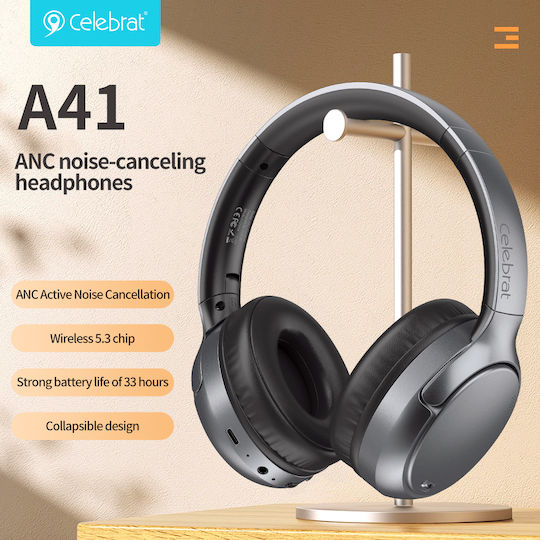 Celebrat A41-BK Wireless / Wired Over Ear Headphones with 33 Hours Playing Time Black