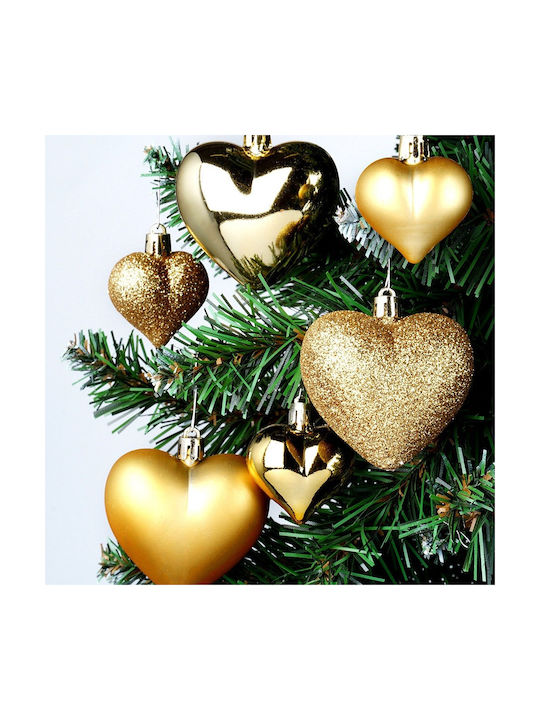 Christmas Tree Ornaments Set 16 Pieces K-m Heart Gold Avs101600