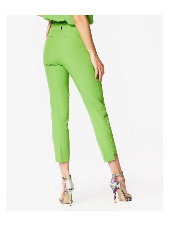 Women's Fabric Trousers in Slim Fit Green