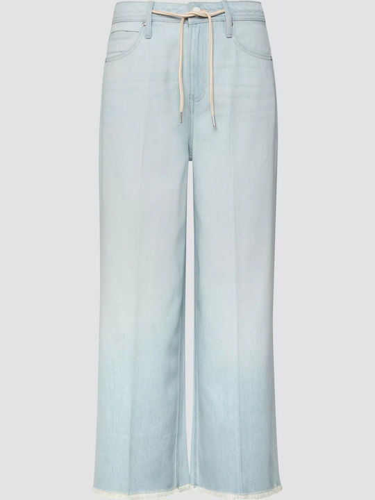 Women's High Rise Fabric Trousers in Regular Fit Light Blue
