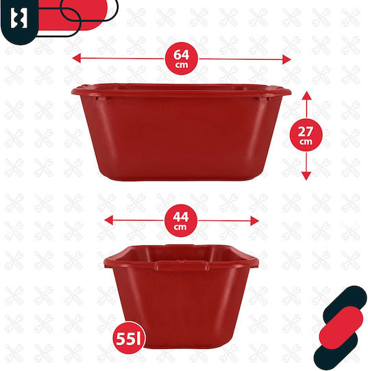Kotarbau Plastic Mop Bucket Capacity 55lt Red