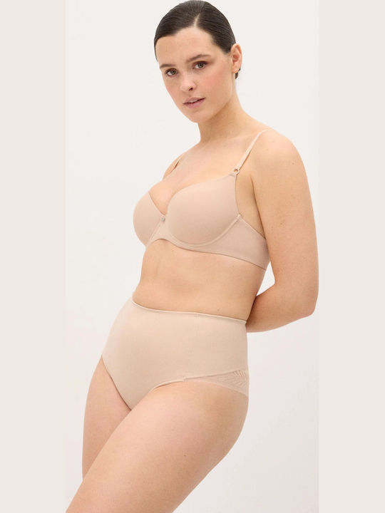 Damen-Slip Nahtlos Mit Spitze Beige