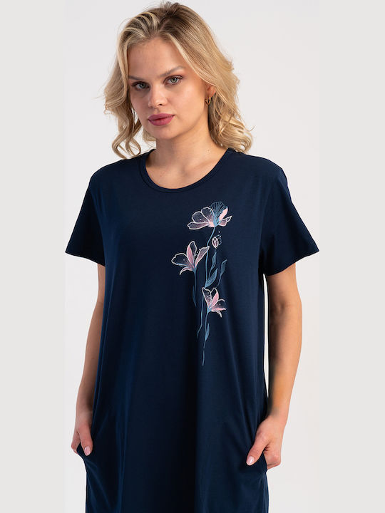 Vienetta Secret Summer Women's Nightgown Navy Blue