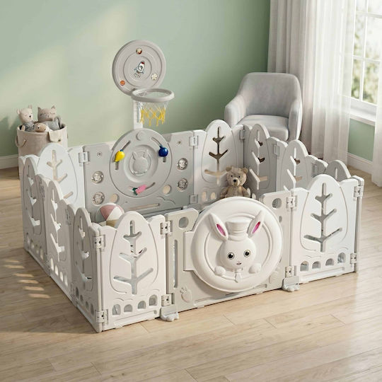 Moni Игрална Оградa с Баскетболен Кош Бял за 6+ Години