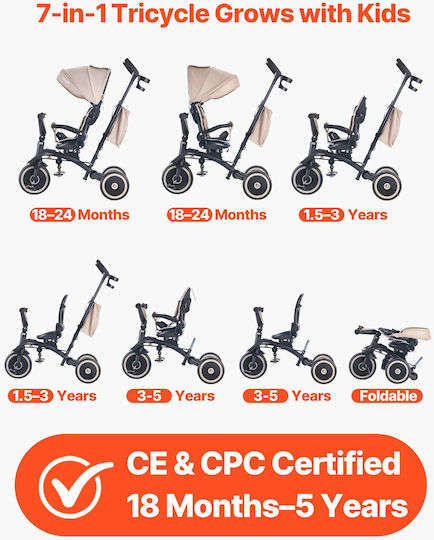Vevor Toddler Convertible with Parental Handle 7 in 1 for 18 Months Gray