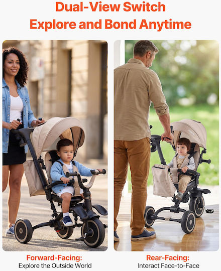 Vevor Toddler Convertible with Parental Handle 7 in 1 for 18 Months Gray