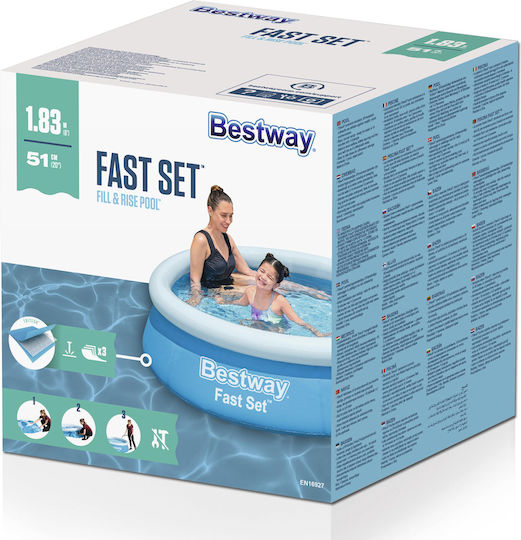 Bestway Kinder Schwimmbecken 940l Aufblasbar 183x183x51cm Blau