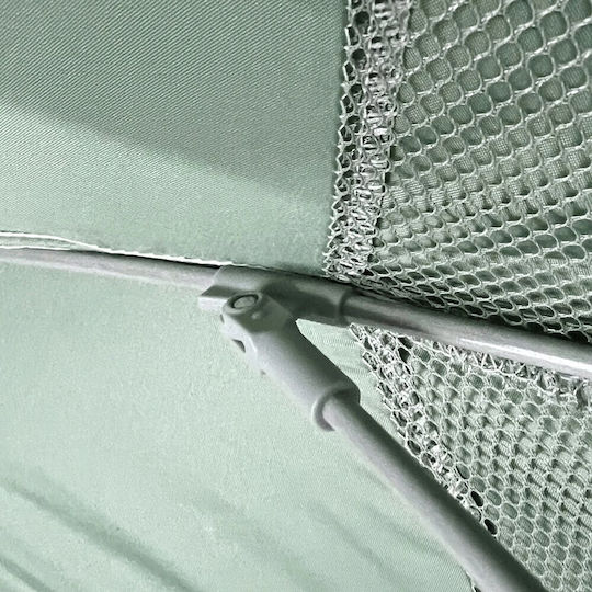 Maui & Sons Ultra Light 190/8 Folding Beach Umbrella Aluminum Diameter 1.9m with UV Protection and Air Duct Hedge Green