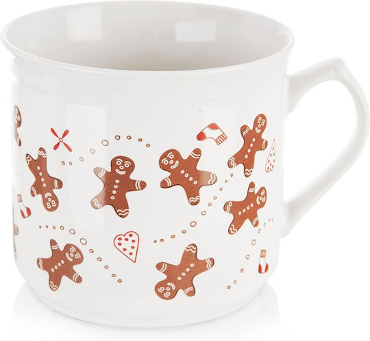 Orion Ornament de masă de Crăciun Cană Ceramic Alb D11.5cm.