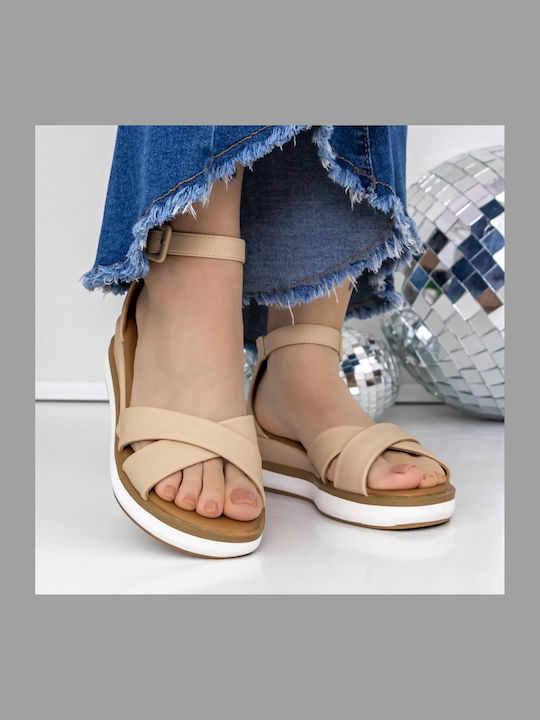 Damenplattformen Beige