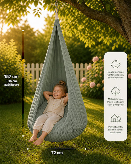 Meow Baby Leagăn Atârnare Material Textil Verde