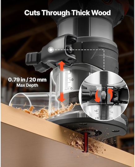 Vevor YXKBJGDSDZJSRZTKS001V2 Trim Router 710W with Speed Setting and with Dust Suction System