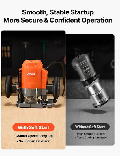 Vevor YXKBJCRSDZJSFMA7K001V2 Κάθετη Φρέζα 1200W με Ρύθμιση Ταχύτητας