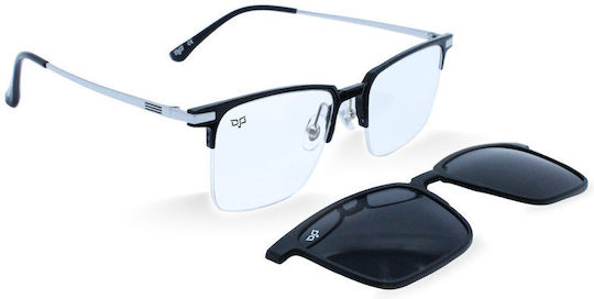 Quadratisches Einmal Schwarzes Ultem Titanium Brillengestell mit Clip-On