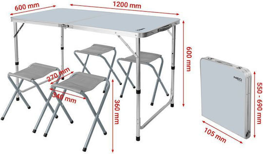 Neo 63-159 Zestaw Biwakowy Stół I 4 Krzesła Składany W Walizkę Neo Tools