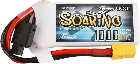 Gens Ace Soaring Μπαταρία Li-Po 7.4V 1000mAh 30C 2S XT60 για Τηλεκατευθυνόμενο