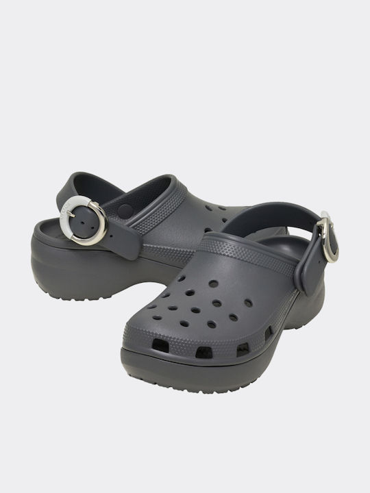 Crocs Classic Platform Γυναικεία Σαμπό Γκρι